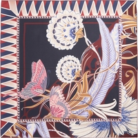 Écharpe en soie de luxe à imprimé plumes de papillon, châle en soie color block, écharpes personnalisées pour cadeaux d'entreprise avec boîte cadeau
