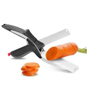 Rayshine Multifunction 2 In 1 Food Fruits Vegetables Meat Smart Stainless Steel Knife Cutting Board Scissors