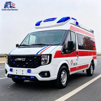 Ambulance diesel JMC Fushun à toit surélevé, empattement moyen, véhicule de soins intensifs pour 6-7 passagers, pour le transfert et le sauvetage de patients