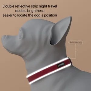Wholesale 2.5cm Reflective Adjustable Nylon Pet Collar With Metal Buckle Anti-Break For Medium And Large Dogs