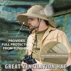 Chapeau de soleil d'extérieur UPF 50 + Chapeau de pêche en maille à large bord avec rabat pour femmes hommes - Product Image 3