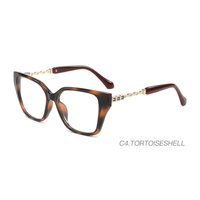 Gafas de Lujo con Montura de Cadena y Diseño Ojo de Gato, Ultraligeras, de Material Mixto TR+Acetato, Cómodas, para Prescripción Óptica