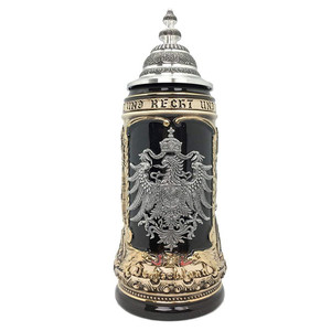 Steins de <span class=keywords><strong>cerveza</strong></span> de cerámica alemana, Deutschland Eagle medallón rústico, jarra de Tankard de 1,4 litros, hecha en Alemania, taza coleccionable alemana - Product Image 1