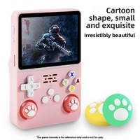 Manette de jeu portable R36S-01 avec capuchon de joystick en forme de patte de chat, capuchon de touche en silicone open source, nostalgique de l'enfance