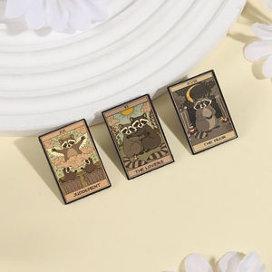 漫画風動物アライグマオポッサムメタルピンカスタム面白いパンダラットパンクエナメルバッジピンまとめ売り - Product Image 5