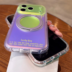 Camera Protection <b>Ring</b> Metal Stand Magnetic <b>Phone</b> Case For iPhone 17 16 15 14 ProMax Gradient Color Laser Hard Cover - Product Image 6