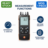 Manomètre différentiel numérique Testo 512-2 0-2000 HPa, mesureur de pression air/gaz, contrôle par application, alarme sonore, tube de Pitot, CVC