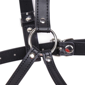 Black Bondage Restraints Belt Harness Mouth <strong>Gag</strong> with Cover <strong>O</strong> <strong>Ring</strong> Open Mouth <strong>Gag</strong> Oral Fetish Bdsm Bondage Restraints Erotic Toy - Product Image 6