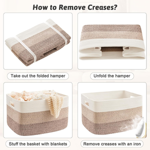 Rectangle <strong>Laundry</strong> Gift <strong>Basket</strong> Woven <strong>Foldable</strong> Toy Clothes Cotton Rope Storage <strong>Baskets</strong> <strong>Laundry</strong> Hamper <strong>Basket</strong> Blanket Storage - Product Image 6