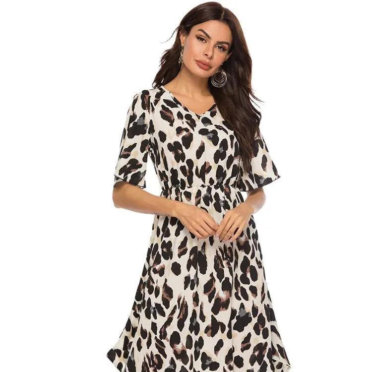 Fashion long chiffon new style summer leopard dress