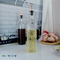 Bouteille distributrice d'huile en verre avec bec verseur en acier inoxydable pour la cuisine, l'huile d'olive et le vinaigre