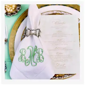 Wholesale Custom Size Embroidered Printed Dinner Napkins Bamboo / Blend / Cheesecloth / Cotton / Linen / Satin Fabric Available