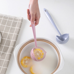 Wheat Straw Kitchen Ladle With Strainer Hole Long Handle Multifunctional Cooking Spoon For Soup And Pasta - Product Image 3