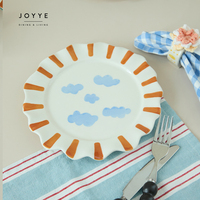 JOYYE Vaisselle en céramique Girly Vibe personnalisée, ensemble d'assiettes peintes à la main avec des fleurs tropicales, assiette à dîner en grès de 8.5 pouces
