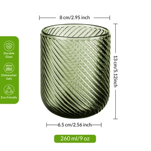 Conjunto de Copos de Vidro com Preço por Atacado, Cores Mistas, Textura Canelada, Copo de Água de 260ml para Presente - Product Image 2