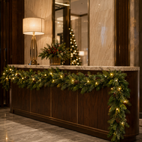 Guirlande de Noël en pin, feuillage dense en PVC, lumières LED blanc chaud, pommes de pin, décoration pour la maison, l'hôtel, les événements, les fêtes, fournisseur en gros