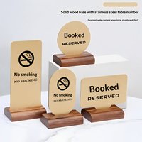 Plaque de numéro de table de restaurant en acier inoxydable, lettrage gravé, interdiction de fumer, contenu personnalisable, design rectangulaire doré pour