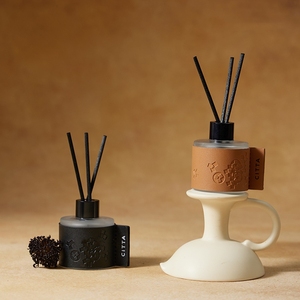 Флоресценция, оптовая продажа, модные стеклянные бутылки из ротанга для ароматерапии, эфирные масла с 3D-печатью, автомобильный диффузор из кожи и тростника - Product Image 1