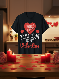 T-shirt Bacon Is My Valentine da uomo, girocollo, design a cuore con bacon, tessuto morbido al 100%, S-XXXL, abbigliamento casual - Product Image 2