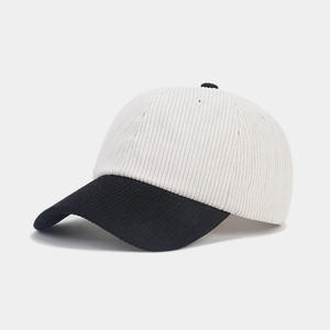 Toptan özelleştirilmiş Logo Vintage Beisbol 6 Panel düz 2 ton Gorras De Pana beyzbol şapkası işlemeli kadife baba şapka - Product Image 6