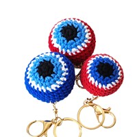 Porte-clés œil turc tricoté à la main, pendentif Nazar Boncugu porte-bonheur et de protection au crochet, décoration de sac à dos, cadeau de festival turc
