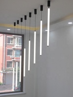 Luminaire suspendu moderne minimaliste en tube acrylique blanc long, lampe LED verticale pour escalier, salon, salle à manger