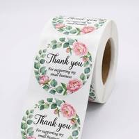 Rollo de pegatinas de agradecimiento con diseño de flores, etiquetas personalizadas para pequeñas empresas, pegatinas autoadhesivas impermeables para sobres de correo, XGS, 500 Uds.