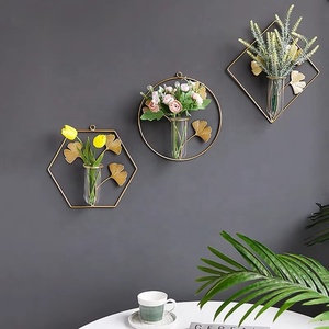 Nuevo Producto Yuyang, Florero de Vidrio Transparente para Colgar en la Pared, Florero Hidropónico de Metal, Decoración de Pared para el Hogar, Adorno, Regalos - Product Image 4