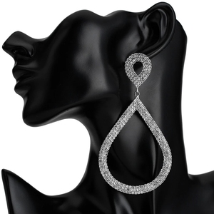 Boucles d'oreilles de luxe en forme de goutte d'eau pour femmes, en strass, grandes boucles d'oreilles en cristal, bijoux fantaisie - Product Image 6
