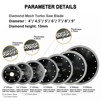 Disque de coupe circulaire diamanté super fin 4-9 pouces, outils pour carrelage, disque turbo à mailles pour une coupe lisse et à faible éclatement, pour carrelage, marbre, granit, maçonnerie