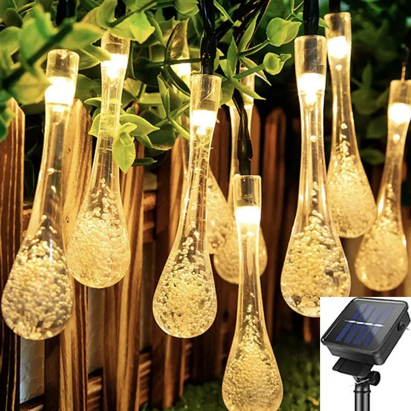 أضواء مضيئة عابرة للحدود على شكل فقاعات مياه شريطية كروية لتزيين حديقة الفناء وأعياد الميلاد أضواء تخييم بالطاقة الشمسية من نوع LEDB