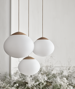 Candelabro de madera moderno con iluminación <span class=keywords><strong>indirecta</strong></span> Lámpara de cristal de leche colgante individual para instalación colgante de oficina en casa - Product Image 5