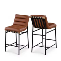 Meubles de maison PZCN Tabourets hauts en cuir rembourrés de luxe Chaises de bar Hauteur de comptoir Chaise en bois Meubles de cuisine