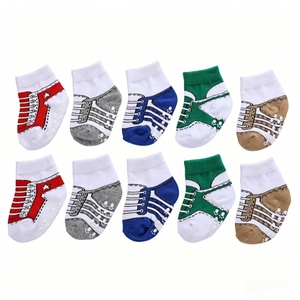 Meias Esportivas de Algodão para Bebês Meninos de 0 a 12 Meses, Conjunto com 5 Pares, Respiráveis, Macias, Antiderrapantes, para Uso Diário e Recém-Nascidos - Product Image 2