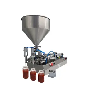 Machine de remplissage à piston à double buse pour ketchup, mayonnaise, sauce crème cosmétique, pâte de miel avec prix d'usine