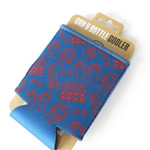 Custom Logo 5mm Foldable Neoprene Beer Can Cooler Bag Insulated Koozee <b>Collapsible</b> Can Holder for Party Insert Card - Product Image 5