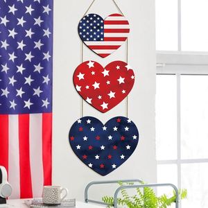 Letrero Colgante de Madera con Bandera Americana de 3 Niveles en Forma de Corazón, Decoración Patriótica para el Hogar del 4 de Julio, Decoración para Fiesta del Día de la Independencia - Product Image 2