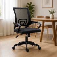 Chaise de bureau confortable en maille, pivotante à 360°, réglable en hauteur, avec accoudoirs fixes, pour le bureau et l'étude à domicile