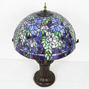 LongHuiJing Custom-Manufacturer 19.6" Wisteria Stained Glass Lampshade Table <b>Light</b> Tiffany Style Home Table Lamp - Product Image 6