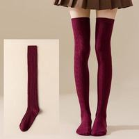 Chaussettes montantes unies pour femme, double aiguille, en polyester/coton, compression classe 1, été, vente en gros