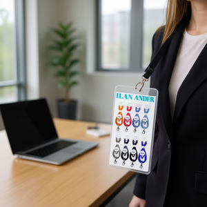 Laccetto da collo Ilan Ander 45 cm, 8 pezzi, colorato, con gancio per porta badge identificativo - Product Image 3