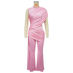 M1025 - Elegante Tuta Estiva con Spalle Scoperte e Arricciature, Nastri Svolazzanti, Sexy Romper da Donna - Product Image 6