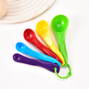Five Piece Plastic Measuring Spoons Set Colorful Kitchen Cooking Tools With Markings Food Grade PP Material - Product Image 4