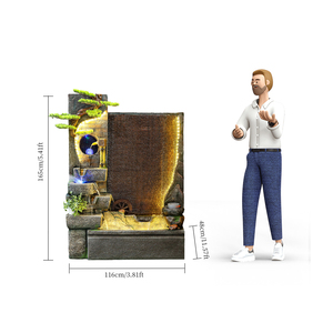 Élégante Fontaine d'Eau Personnalisée en Gros pour Extérieur Intérieur Style Feng Shui, Bassin <span class=keywords><strong>de</strong></span> Rocaille en Ciment avec LED pour SPA, Salon, <span class=keywords><strong>Maison</strong></span> et Décoration <span class=keywords><strong>de</strong></span> <span class=keywords><strong>Jardin</strong></span> - Product Image 3