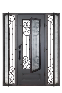Porte d'entrée en fer forgé personnalisée avec monogramme pour résidences de luxe sur mesure et développements immobiliers exclusifs - Product Image 2