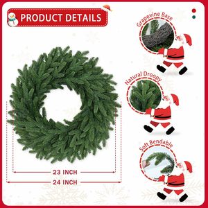 High Quality 60CM Artificial PVC <b>Christmas</b> Wreaths for Door Decorations Eco-Friendly & Fireproof Indoor Home Decor - Product Image 3