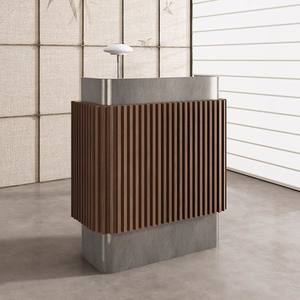 Mostrador <span class=keywords><strong>de</strong></span> Recepción para Salón <span class=keywords><strong>de</strong></span> Belleza Pequeño <span class=keywords><strong>de</strong></span> Alta Gama, Diseño Moderno, Mostrador <span class=keywords><strong>de</strong></span> Recepción Negro y Dorado, Mesa <span class=keywords><strong>de</strong></span> Conserjería - Product Image 4