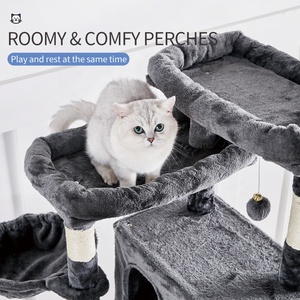 <strong>Large</strong> <strong>Cat</strong> <strong>Climbing</strong> <strong>Tree</strong>, Dark Gray Flannel 67-inch High Multi-floor <strong>Cat</strong> House Tower <strong>Tree</strong> - Product Image 3