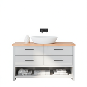 Bathroom Vanity Solid Wood 55.1 In X 11.8 In Rectangular Contemporary Modern Design With Drawers Floor Standing - Product Image 1