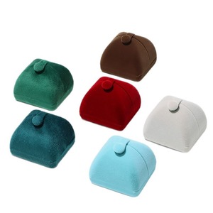 Custom High end jewelry box flannel double ring box earring pendant bracelet pearl jewelry gift packaging box - Product Image 5